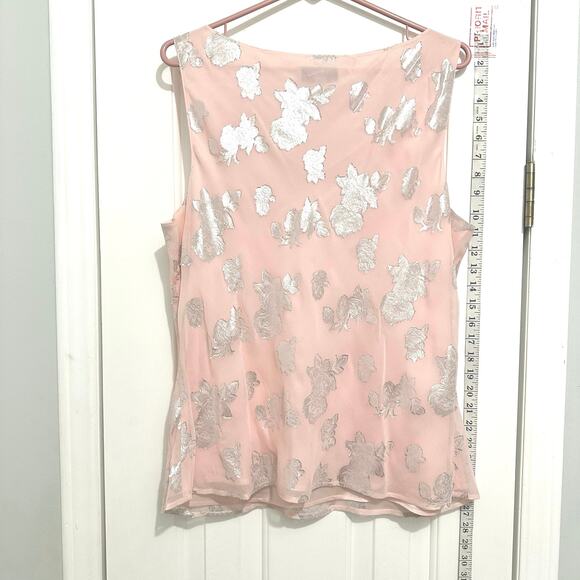 St. John silk MOSIAC lined shell tank pink silver metallic XL - Picture 8 of 8